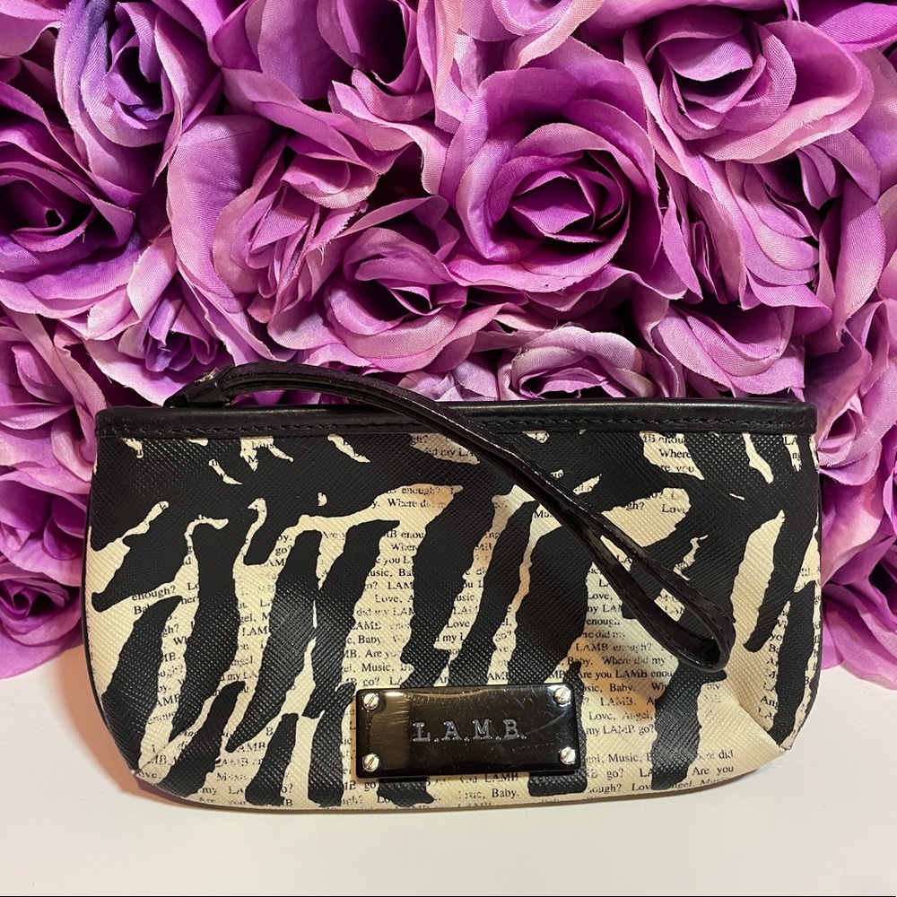 L.A.M.B. Gwen Stefani Black and White Wristlet